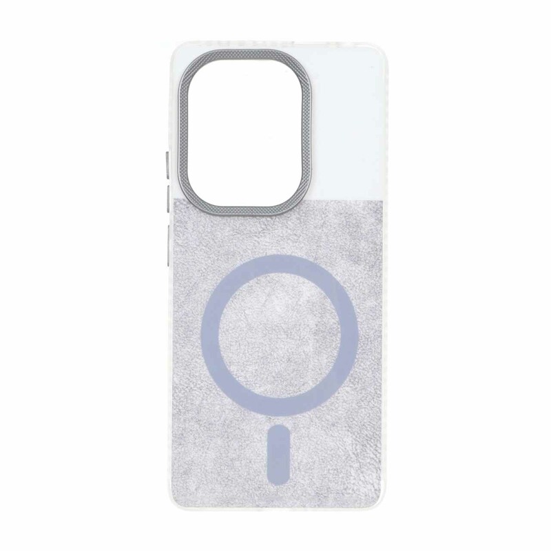قاب مستطیلی پشت سخت براق لنز کربن طرح مگ سیف Xiaomi Redmi Note 14S / Note 13 Pro 4G / Poco M6 Pro 4G - طوسی