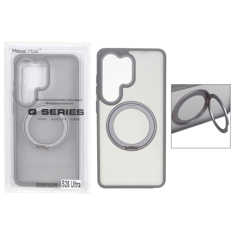 قاب اورجینال Magic Mask استند چرخشی Magsafe مدل Samsung Galaxy S26 Ultra - خاکستری (پک دار)