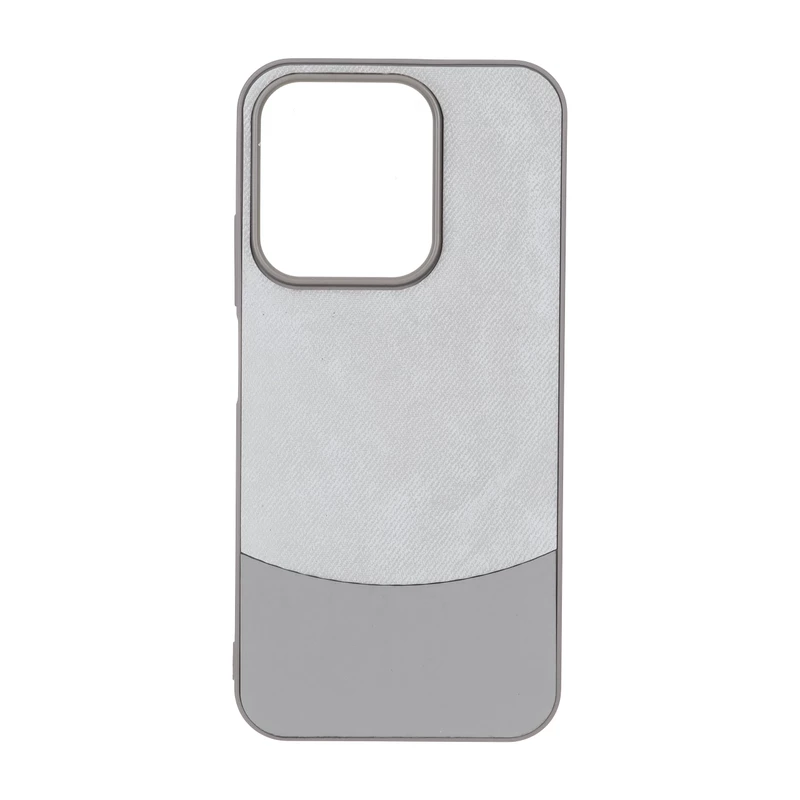 قاب دو تکه طرح چرم و جیر Xiaomi Redmi 15C / Poco C85 - طوسی