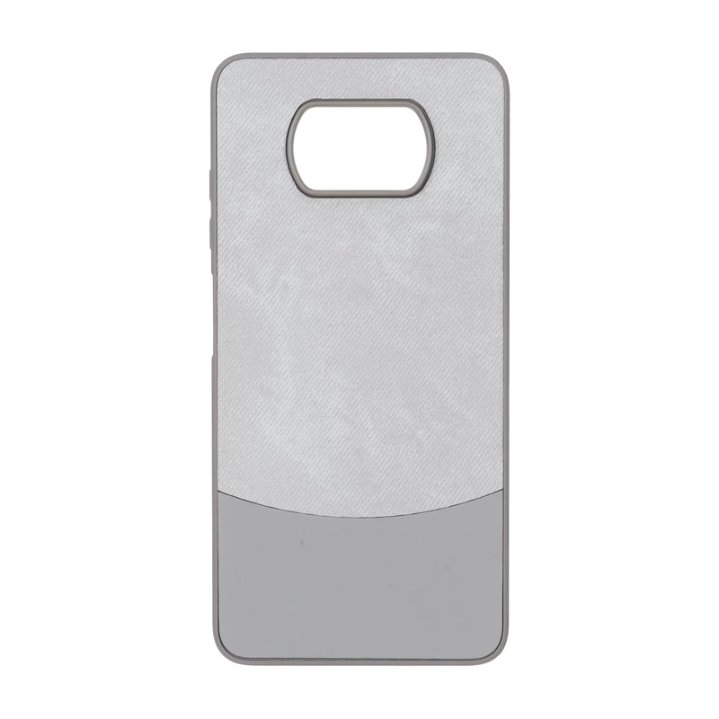 قاب دو تکه طرح چرم و جیر Xiaomi Poco X3 / Poco X3 Pro / Poco X3 NFC - طوسی