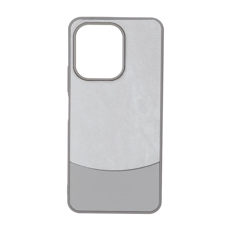قاب دو تکه طرح چرم و جیر Xiaomi Redmi 13X / Redmi 13 4G / Poco M6 4G - طوسی