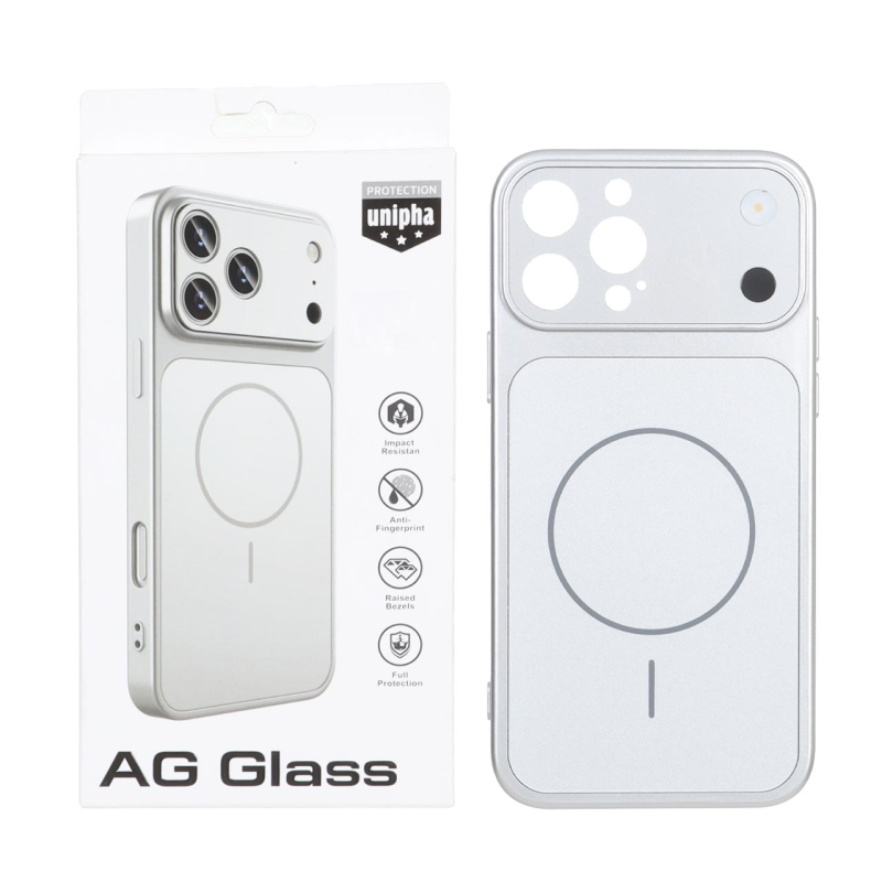 قاب اورجینال AG Glass محافظ لنز برجسته براق Magsafe مدل Apple iPhone 14 pro - نقره ای (پک دار) - MPS