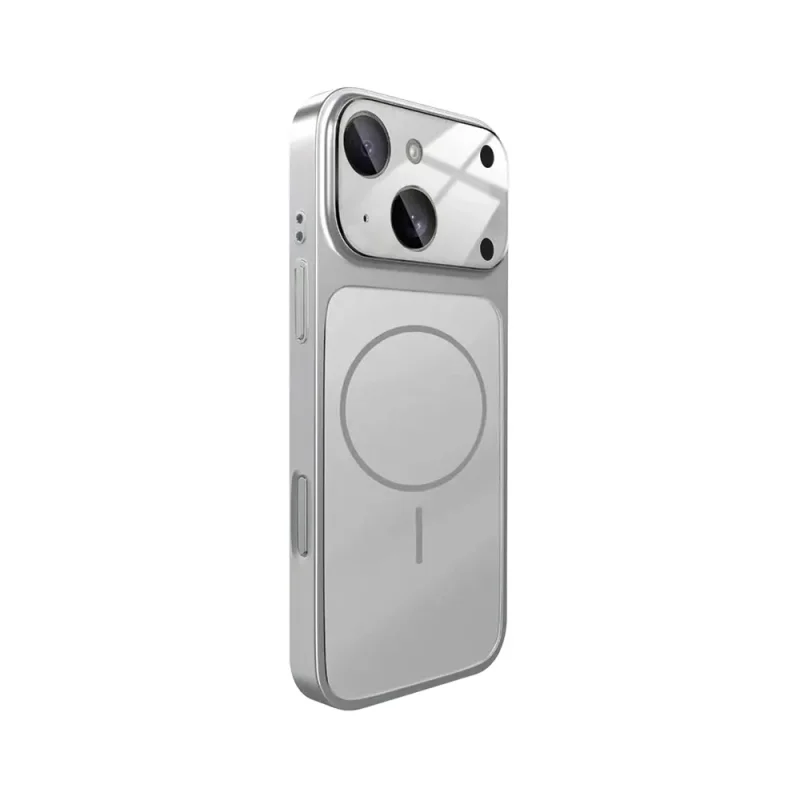 قاب اورجینال AG Glass محافظ لنز برجسته براق Magsafe مدل Apple iPhone 15 - نقره ای