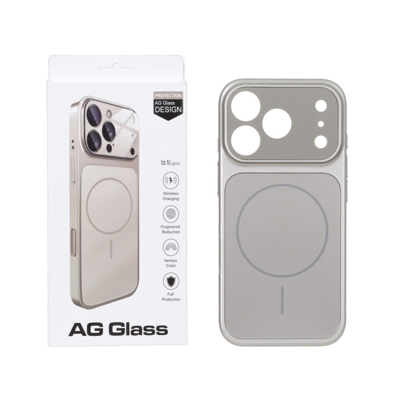 قاب اورجینال AG Glass محافظ لنز برجسته براق Magsafe مدل Apple iPhone 17 Pro - خاکستری