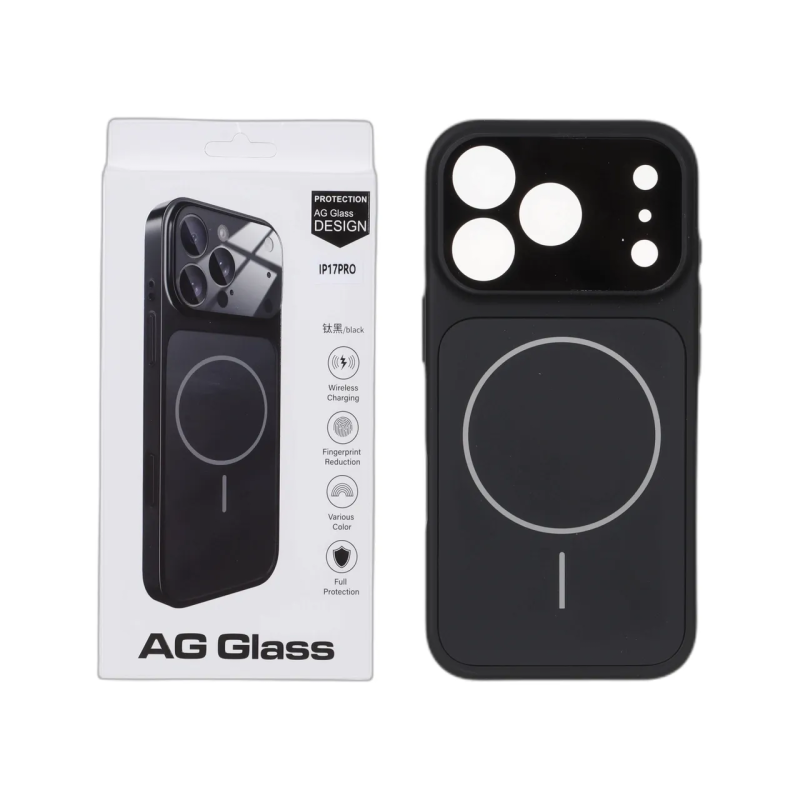 قاب اورجینال AG Glass محافظ لنز برجسته براق Magsafe مدل Apple iPhone 17 Pro - مشکی