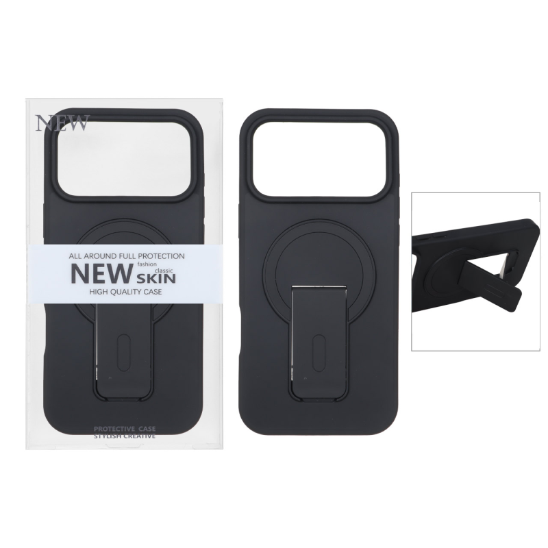 قاب New Skin مات Magsafe استندشو Apple iPhone 17 Pro Max - مشکی (پک دار)