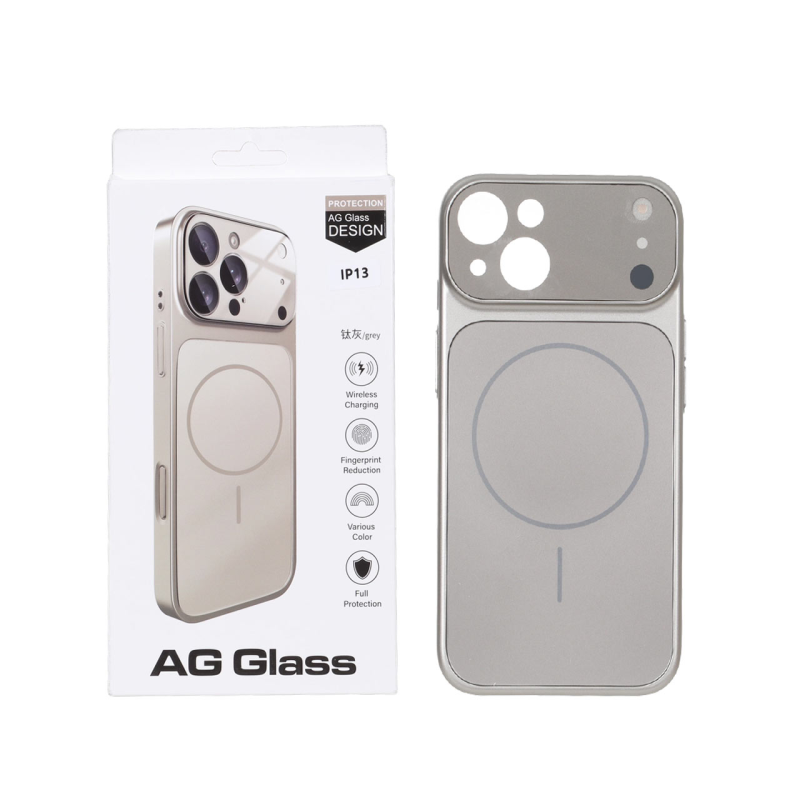 قاب اورجینال AG Glass محافظ لنز برجسته براق Magsafe مدل Apple iPhone 15 - خاکستری