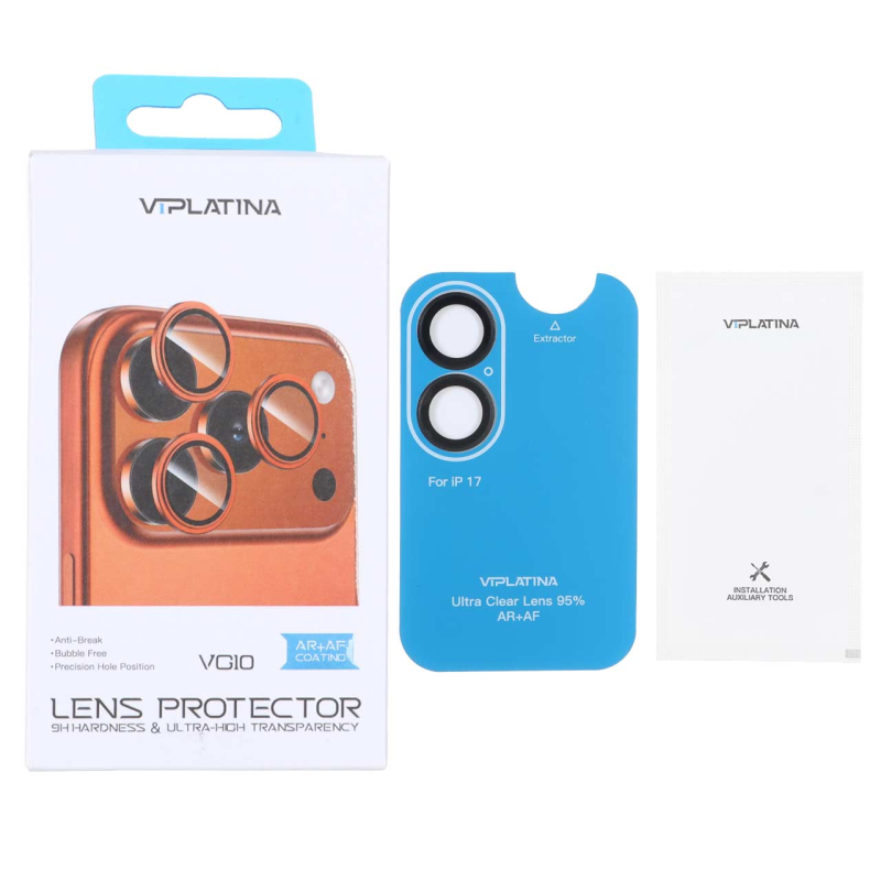 محافظ لنز رینگی اورجینال VIPLATINA شابلون دار Apple iPhone 17 - مشکی (پک دار)