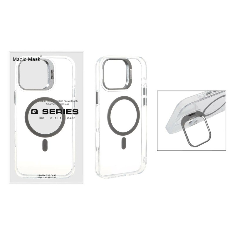 قاب اورجینال Q Series Bracket کریستالی Magsafe لنز استندشو Apple iPhone 16 Pro Max - خاکستری (پک دار)