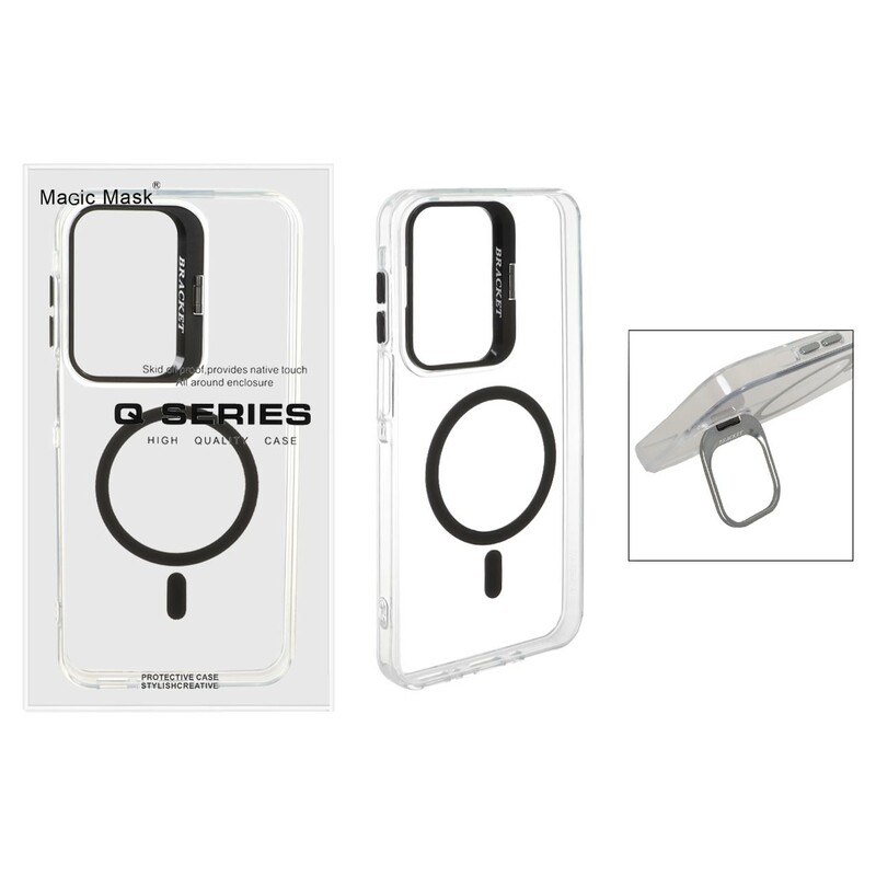 قاب اورجینال Q Series Bracket کریستالی Magsafe لنز استندشو Samsung Galaxy A17 / A16 / A26 - مشکی (پک دار)