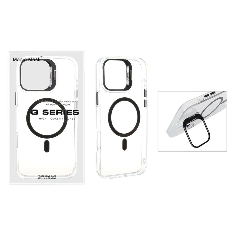 قاب اورجینال Q Series Bracket کریستالی Magsafe لنز استندشو Apple iPhone 16 Pro Max - مشکی (پک دار)