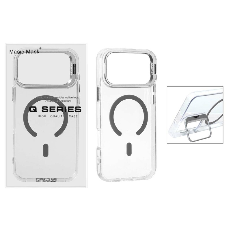 قاب اورجینال Q Series Bracket کریستالی Magsafe لنز استندشو Apple iPhone 17 Pro - خاکستری (پک دار)
