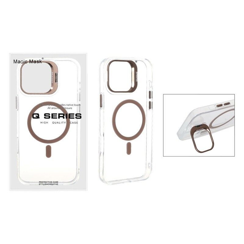 قاب اورجینال Q Series Bracket کریستالی Magsafe لنز استندشو Apple iPhone 16 Pro Max - قهوه ای (پک دار)