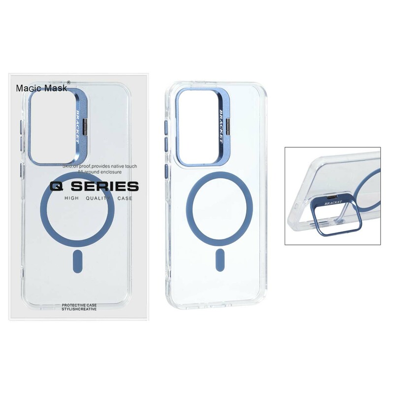 قاب اورجینال Q Series Bracket کریستالی Magsafe لنز استندشو Samsung Galaxy A56 / A36 - آبی (پک دار )