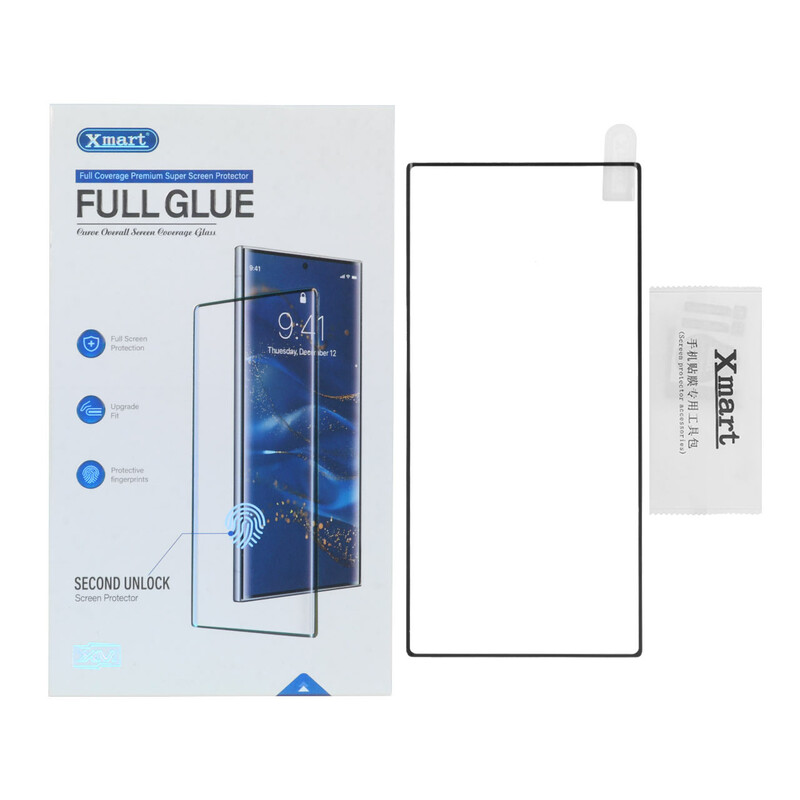 محافظ صفحه نمایش شیشه ای خم فول چسب Full Cover Xmart درجه یک Samsung Galaxy S22 Ultra - مشکی (پک دار)