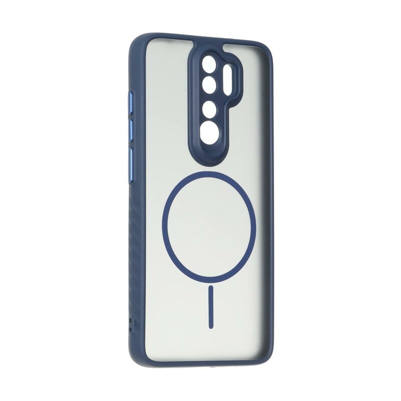 قاب مات طرح مگ سیف دور هاشور محافظ لنزدار Xiaomi Redmi Note 8 Pro - سرمه ای