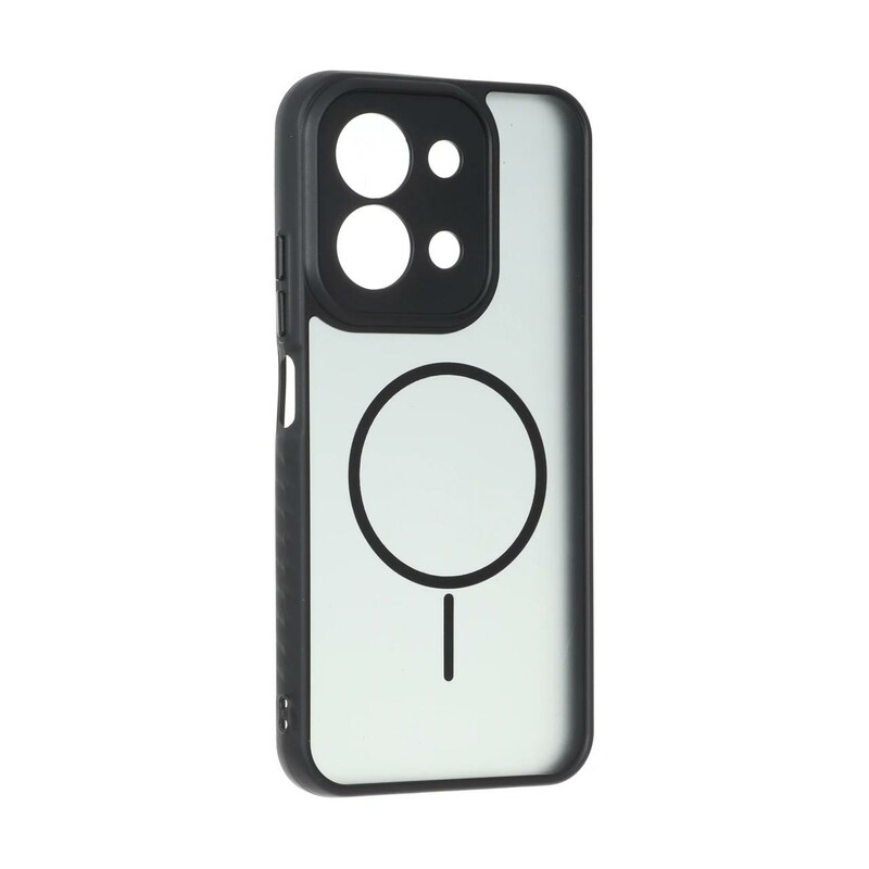 قاب مات طرح مگ سیف دور هاشور محافظ لنزدار Xiaomi Redmi 15C / Poco C85 - مشکی