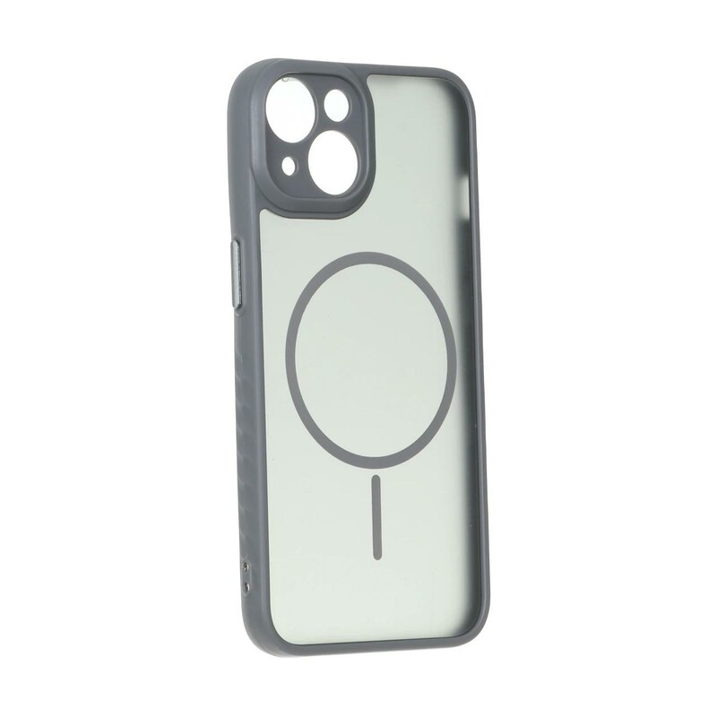 قاب مات طرح مگ سیف دور هاشور محافظ لنزدار Apple iPhone 13 / iPhone 14 - خاکستری