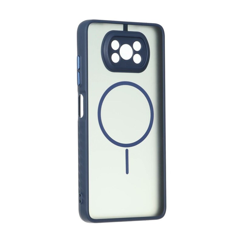قاب مات طرح مگ سیف دور هاشور محافظ لنزدار Xiaomi Poco X3 / Poco X3 Pro / Poco X3 NFC - سرمه ای