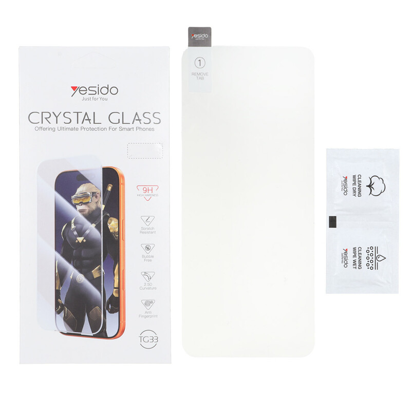 محافظ صفحه نمایش شیشه ای اورجینال بدون حاشیه Crystal Glass Yesido TG33 مدل Samsung Galaxy A11 / M11 / Redmi Note 9 / Note 9t / Mi 11 lite / Mi 12 lite / Realme 7 / Realme 9 (پک دار)