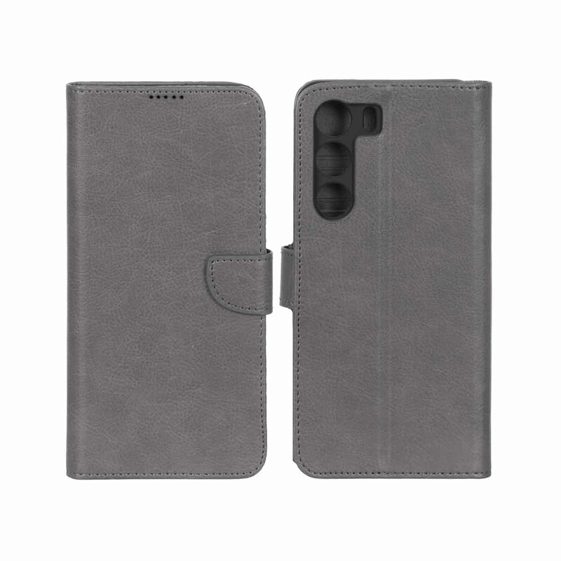 کیف چرمی موبایل مگنتی محافظ لنزدار KRF مدل Realme C71 - طوسی