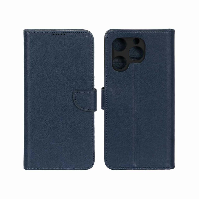 کیف چرمی موبایل مگنتی محافظ لنزدار KRF مدل Realme C61 - سرمه ای