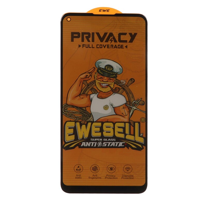 محافظ صفحه نمایش شیشه ای Full Cover Ewesell Anti Static Privacy مدل Samsung Galaxy A11 / M11 / Redmi Note 9 / Note 9t / Mi 11 lite / Mi 12 lite / Realme 7 / Realme 9