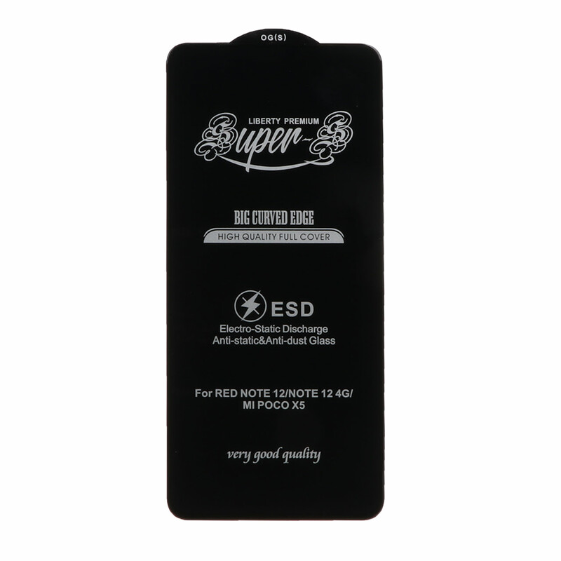 محافظ صفحه نمایش شیشه ای آنتی استاتیک Full Cover Super S-OG مدل Xiaomi Redmi Note 12 4G / Redmi Note 12 5G / Poco X5 / Honor X8 / X8A / X10 / Realme 11 / Oppo A98 / Oppo A58 / Note 12R Pro - مشکی (بدون پک)