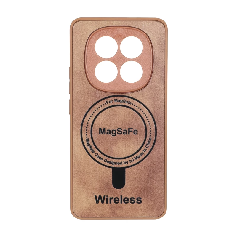 قاب Wireless طرح مگ سیف محافظ لنز برجسته Xiaomi Redmi Note 15 - عسلی