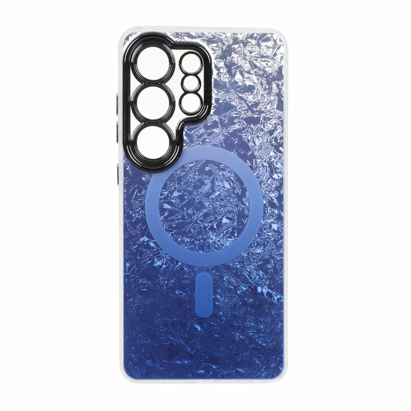 قاب ice طرح مگ سیف دور مات لنز شفاف Samsung Galaxy S26 Ultra - آبی کاربنی