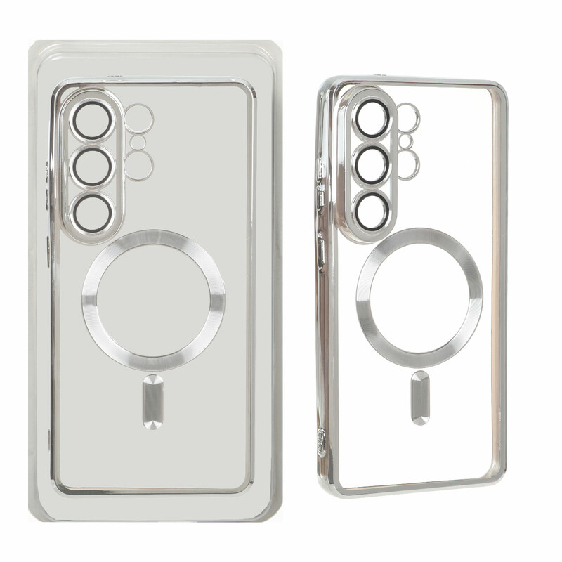 قاب اورجینال الکترواستاتیک Magsafe لنز گلس دار Samsung Galaxy S26 Ultra - نقره ای (پک دار) MPS