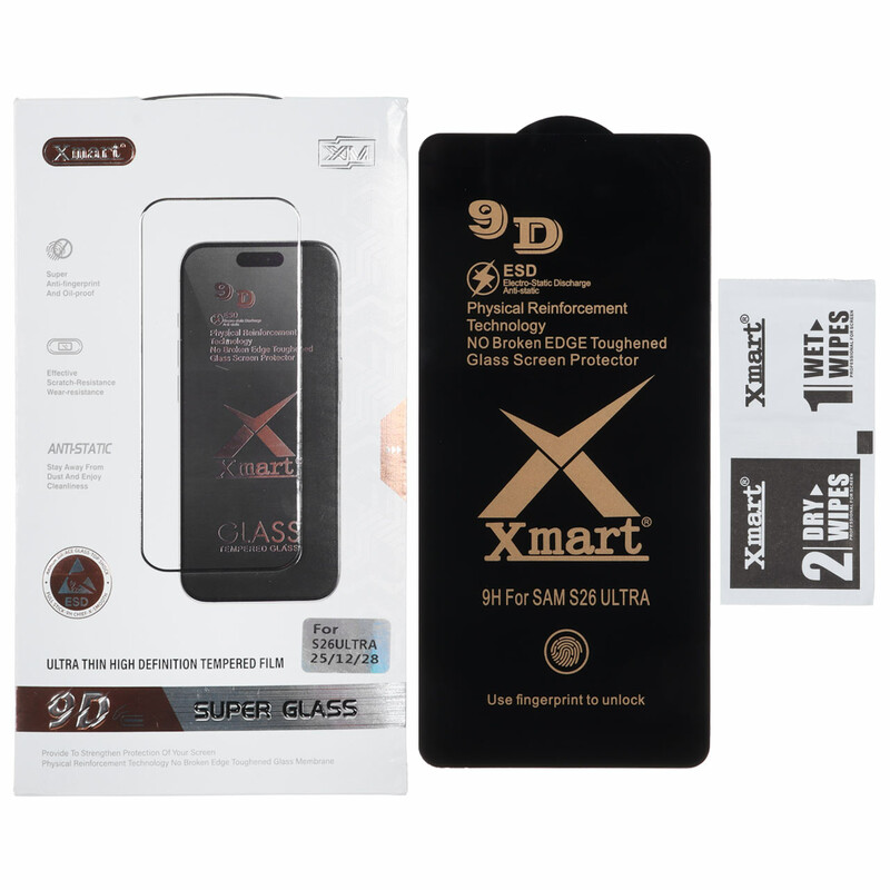 محافظ صفحه نمایش شیشه ای Full Cover XMART 9D-ESD مدل Samsung Galaxy S26 Ultra (پک دار)