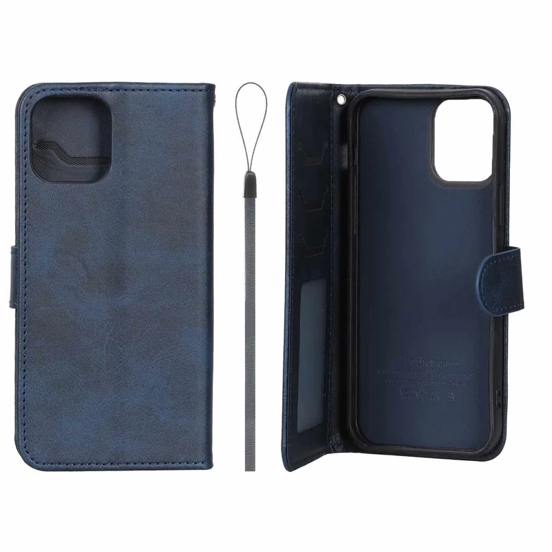 کیف موبایل مگنتی درجه یک داخل خز MNC Plus مدل Apple iPhone 12 Pro / iPhone 12 - سرمه ای