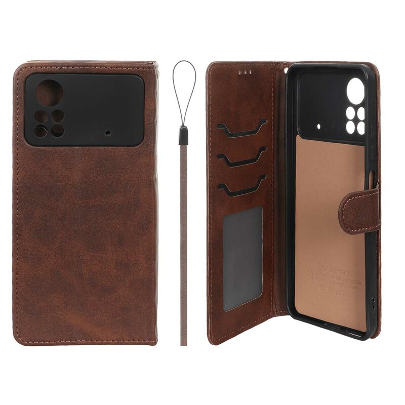 کیف موبایل مگنتی درجه یک داخل خز MNC Plus مدل Xiaomi Poco X4 Pro - قهوه ای