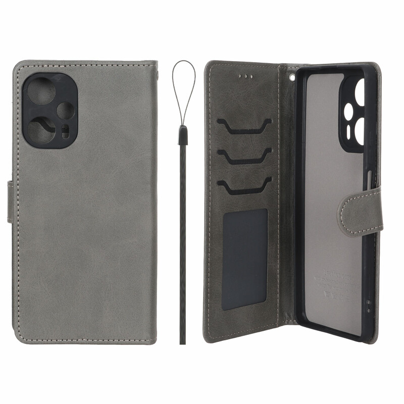 کیف موبایل مگنتی درجه یک داخل خز MNC Plus مدل Xiaomi Poco F5 - خاکستری