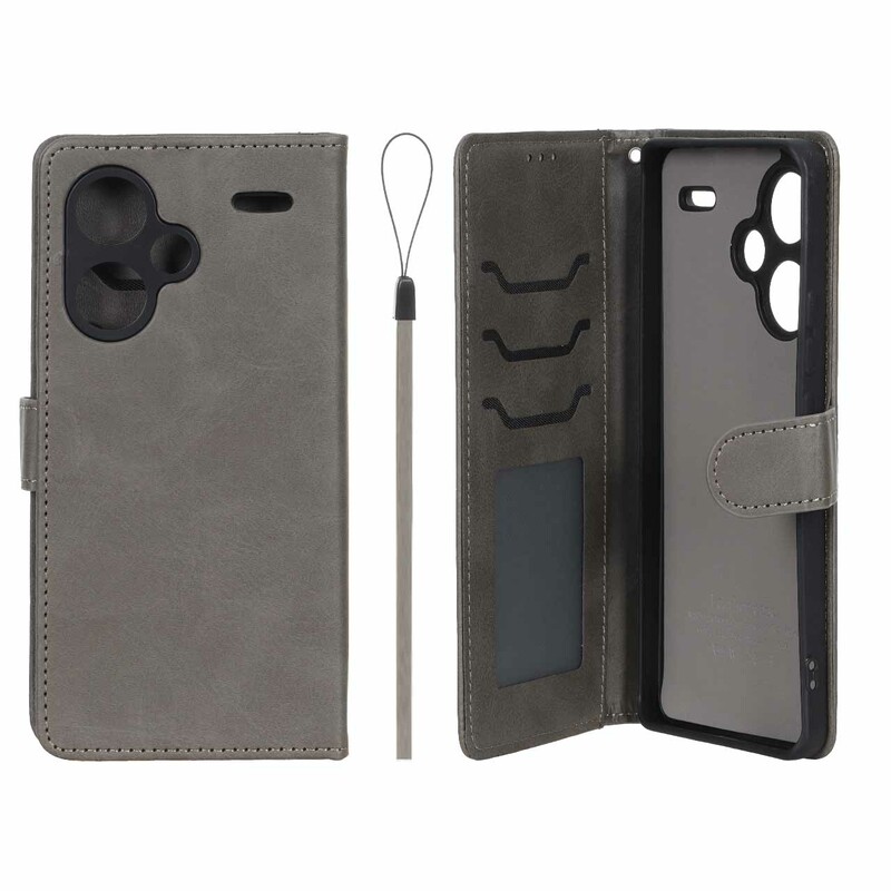 کیف موبایل مگنتی درجه یک داخل خز MNC Plus مدل Xiaomi Redmi Note 13 Pro Plus 5G - خاکستری