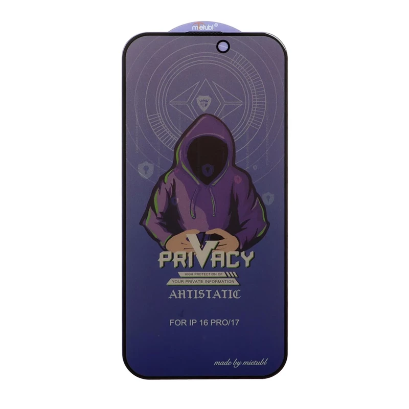 محافظ صفحه نمایش شیشه ای Full Cover Mietubl Anti Static Privacy مدل NTC - Apple iPhone 17 / iPhone 16 Pro