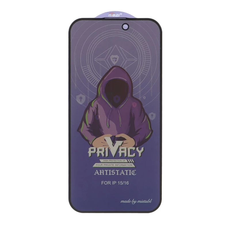 محافظ صفحه نمایش شیشه ای Full Cover Mietubl Anti Static Privacy مدل NTC - Apple iPhone 16