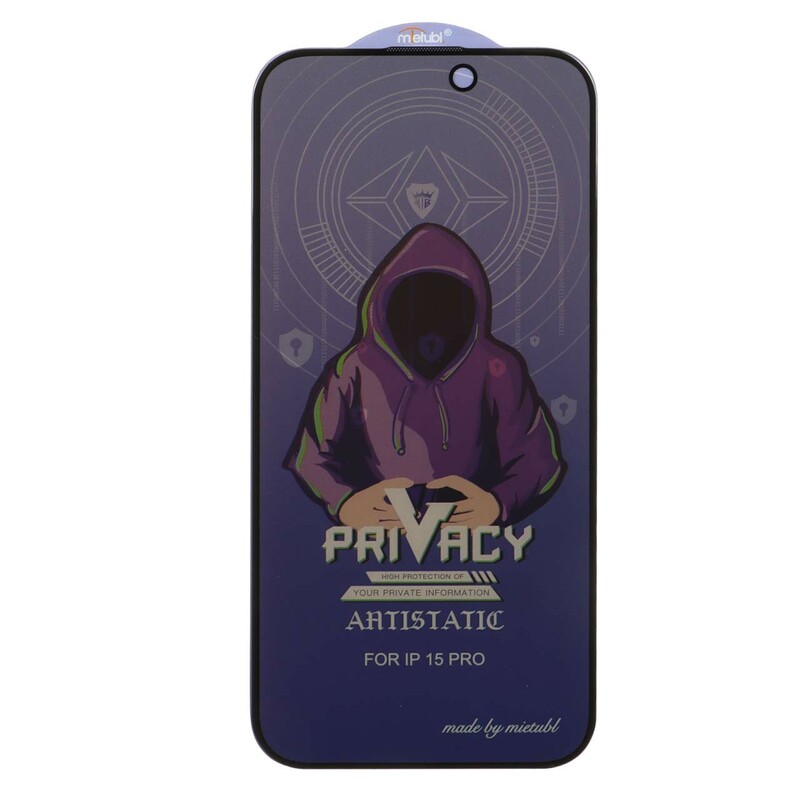 محافظ صفحه نمایش شیشه ای Full Cover Mietubl Anti Static Privacy مدل NTC -Apple iPhone 15 Pro