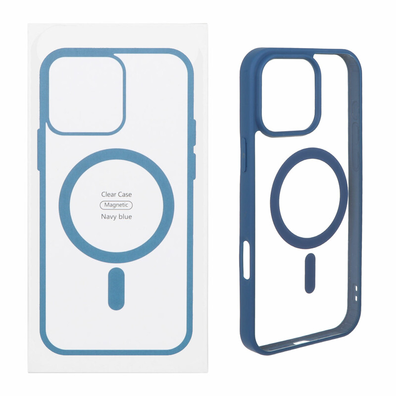 قاب شفاف Apple iPhone 16 Pro Max با قابلیت شارژ MagSafe - سرمه ای (پک دار)