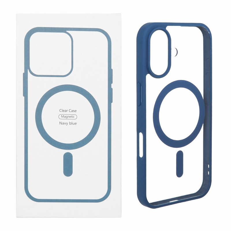قاب شفاف Apple iPhone 16 با قابلیت شارژ MagSafe - سرمه ای (پک دار)