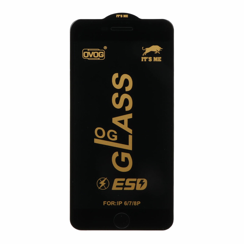 محافظ صفحه نمایش شیشه ای درجه یک Apple iphone 6 Plus / 6S Plus / 7 Plus / 8 Plus - Full Cover OG - ESD OVOG - (بدون پک) - مشکی