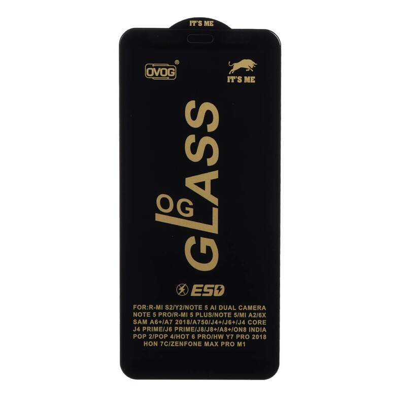 محافظ صفحه نمایش شیشه ای درجه یک Samsung Galaxy A750 / J4 Core / J4 Plus / J6 Plus / J8 / A8 Plus / A6 Plus / A7 2018 - Full Cover OG - ESD OVOG - مشکی (بدون پک)