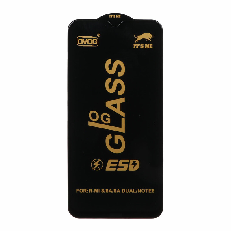 محافظ صفحه نمایش شیشه ای درجه یک Xiaomi Redmi Note 8 / Redmi 8 / Redmi 8A - Full Cover OG - ESD OVOG - (بدون پک) - مشکی