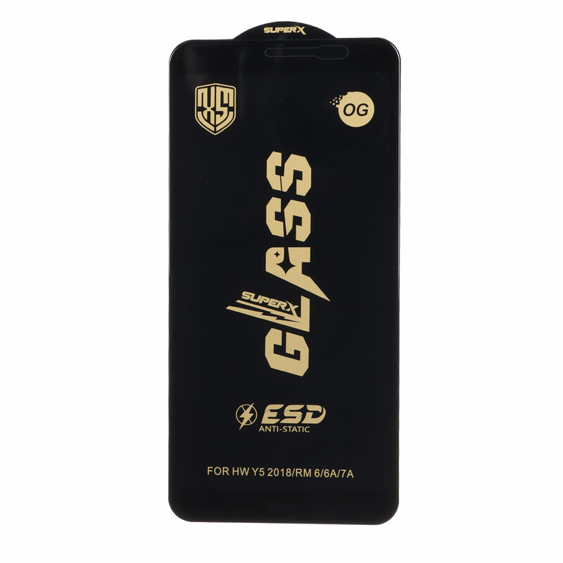 محافظ صفحه نمایش شیشه ای درجه یک Full Cover Super X OG - ESD OVOG مدل Huawei Y5 (2018) / Y5 Prime (2018) / Y5 Lite (2018)