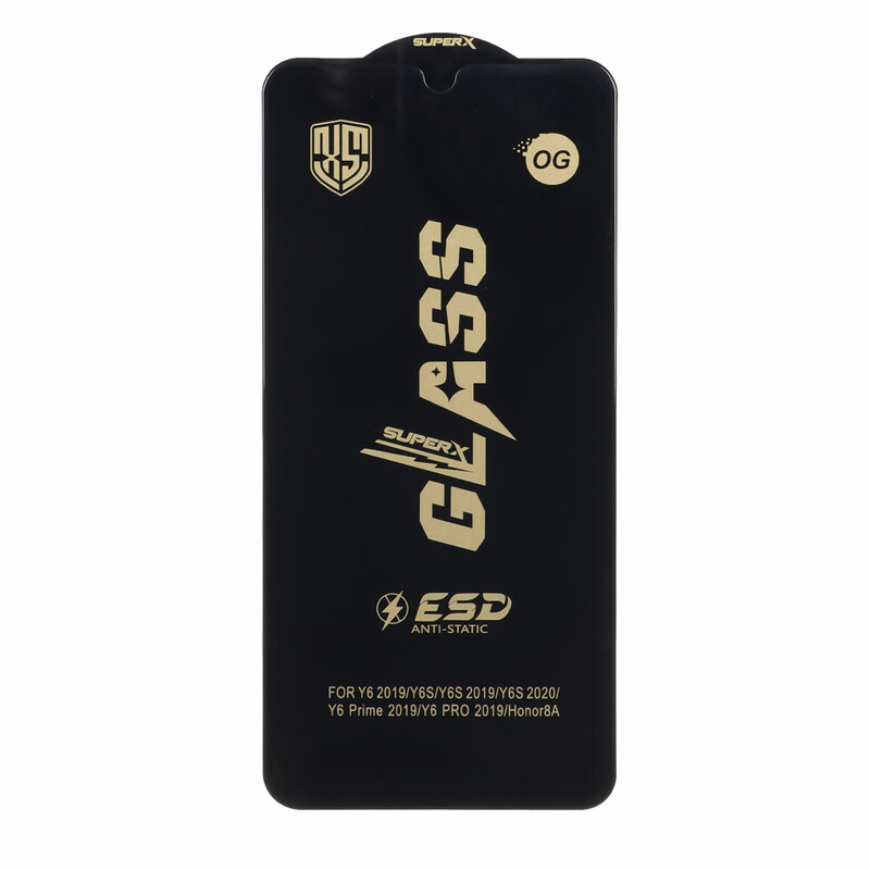 محافظ صفحه نمایش شیشه ای درجه یک Full Cover Super X OG - ESD OVOG مدل Huawei Y6 2019 / Y6 Prime 2019 / Y6s / Honor 8a