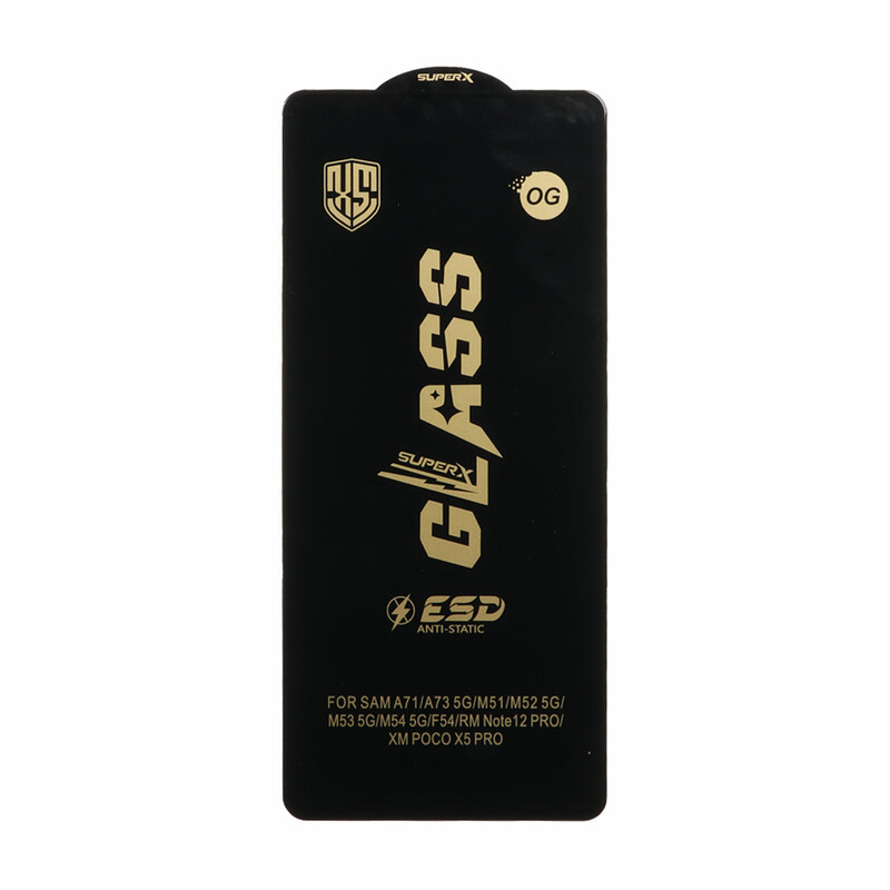 محافظ صفحه نمایش شیشه ای درجه یک Full Cover Super X OG - ESD OVOG مدل Samsung Galaxy A71 / A72 / A73 / M51 / M52 / M53 / M54 / M62 / Note 12 Pro 5G / Note 12 Pro Plus / Poco X5 Pro / Poco F5
