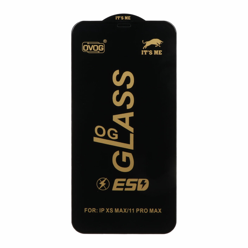 محافظ صفحه نمایش شیشه ای درجه یک Apple iphone X Max / XS Max / 11 Pro Max - Full Cover OG - ESD OVOG (بدون پک) - مشکی