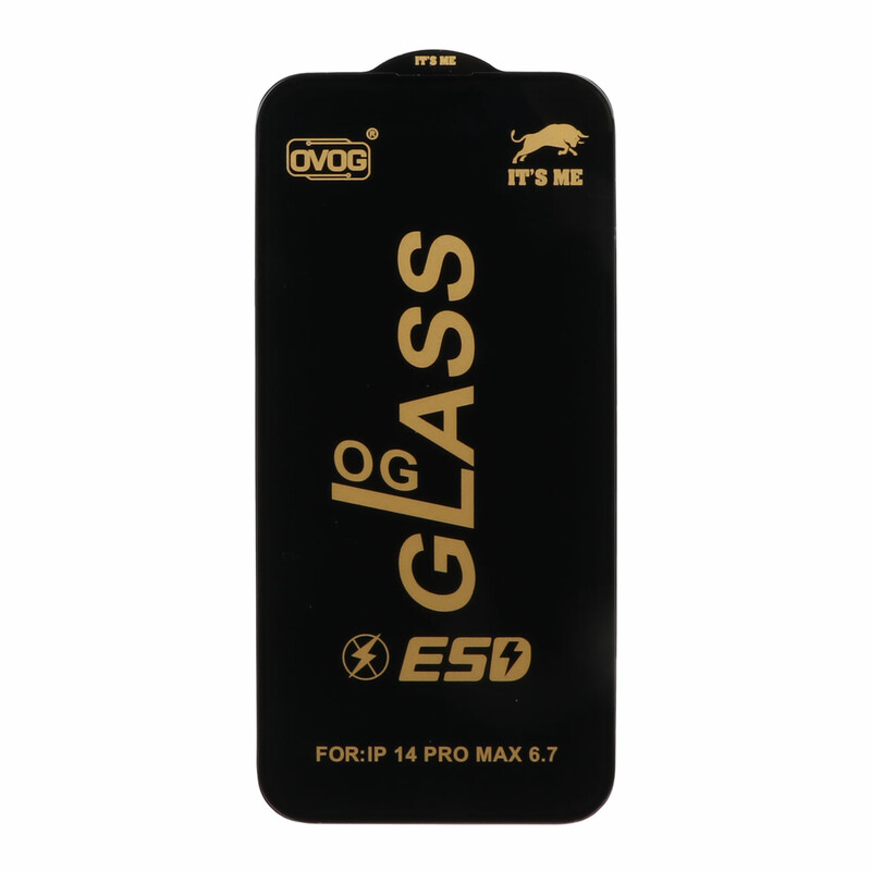 محافظ صفحه نمایش شیشه ای درجه یک Apple iphone 14 Pro Max - Full Cover OG - ESD OVOG - مشکی (بدون پک)