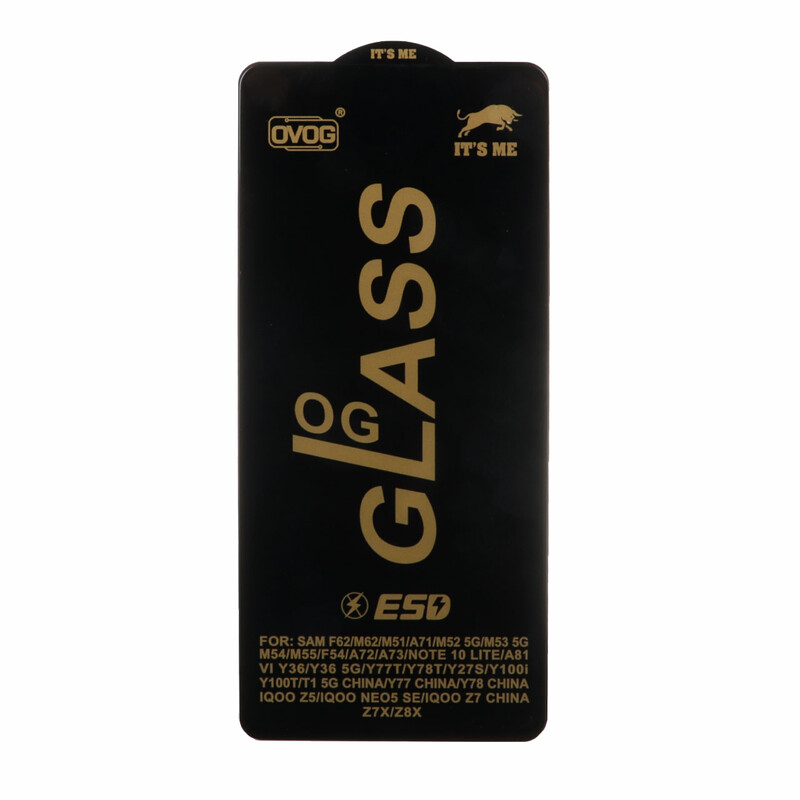 محافظ صفحه نمایش شیشه ای درجه یک Samsung A71 / A72 / A73 / M51 / M52 / M53 / M54 / M62 / Note 12 Pro 5G / Note 12 Pro Plus / Poco X5 Pro / Poco F5 - Full Cover OG - ESD OVOG